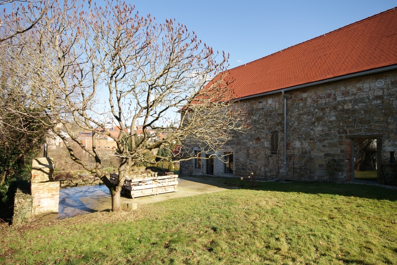 Blick auf eigene Terrasse Haus Struppen