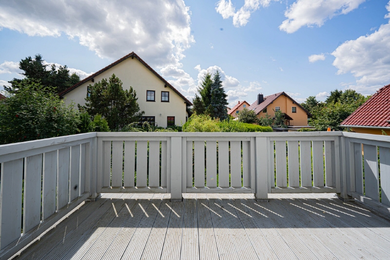 Blick vom Balkon im Dachgeschoss Einfamilienhaus Ullersdorf