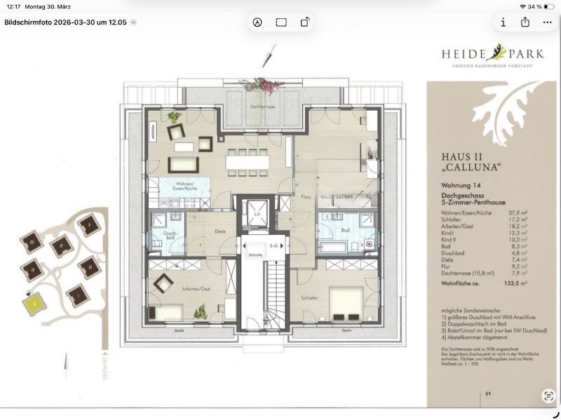 Grundriss Penthousewohnung Dresden