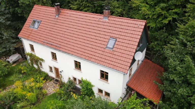Luftansicht Kreischa Einfamilienhaus Gepflegtes Bauernhaus in idyllischer Lage